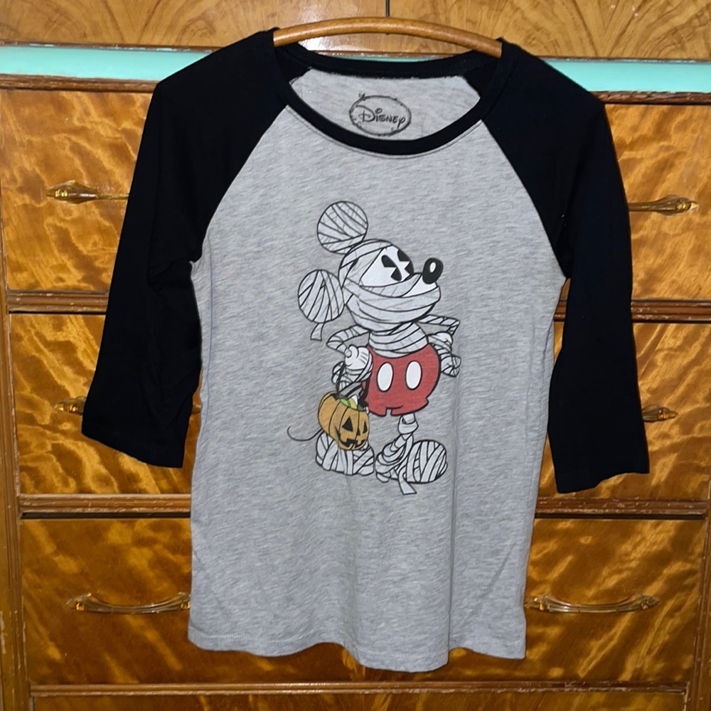 Mickey Mouse Halloween T Shirt Juniors Size Medium Three Quarter Sleeve
